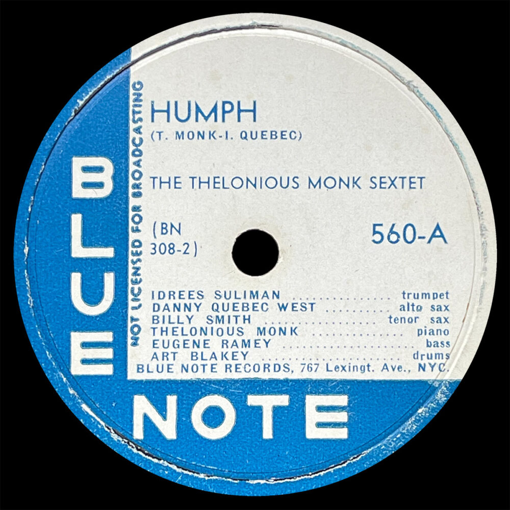 Shellac Spotlight: Thelonious Monk, “Humph” / “Misterioso” (Blue